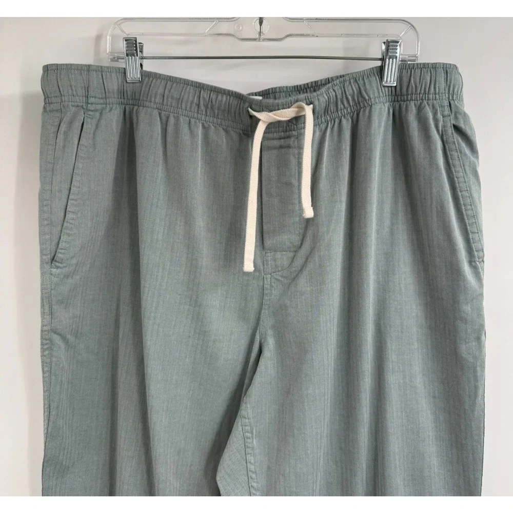 J Crew Green Pajama Pants Men's XL Blue Chevron Pockets Relaxed Fit CB511